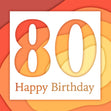 Happy 80th Birthday Orange Swirls Confetti-exploding Greetings Card