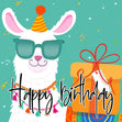 Cool Lama Happy Birthday Confetti-exploding Greetings Card