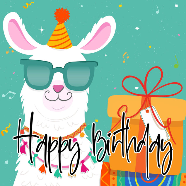 Cool Lama Happy Birthday Confetti-exploding Greetings Card