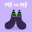 Aubergine Emoji Mr And Mr Gay Wedding Confetti-exploding Greetings Card
