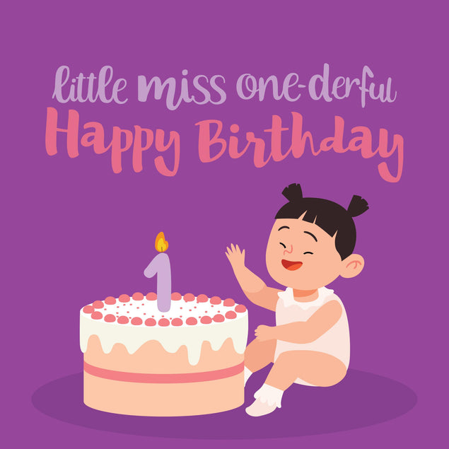 Little Miss Happy 1st Birthday Confetti-exploding Greetings Card