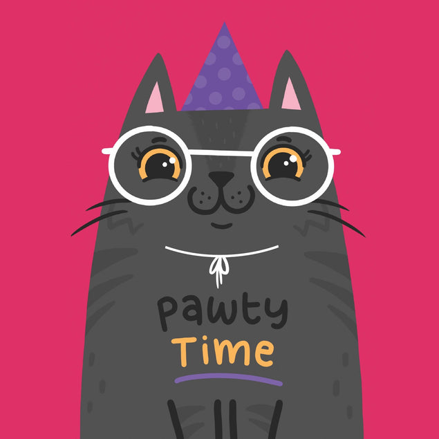 Pawty Time Black Cat Confetti-exploding Greetings Card