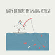 Fishing Seagull Happy Birthday Nephew Confetti-exploding Greetings Card