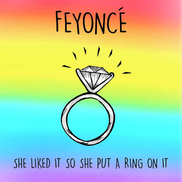 Feyonc‚ Lesbian Engagement Confetti-exploding Greetings Card