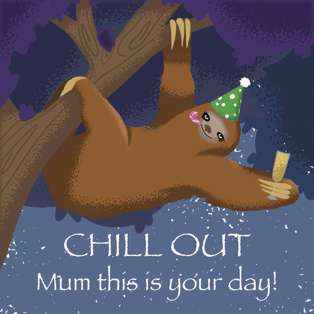 Happy Birthday Mum Sloth With A Glass Of Champagne Confetti-exploding Greetings Card