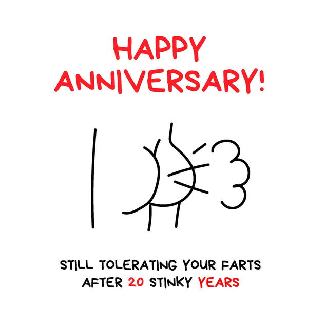 Happy 20th Anniversary Fart Tolerant Confetti-exploding Greetings Card