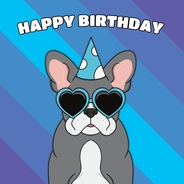 Cool French Bulldog Birthday Confetti-exploding Greetings Card