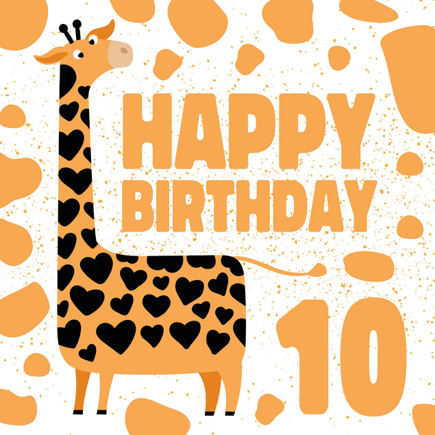 Happy 10th Birthday Giraffe Confetti-exploding Greetings Card
