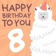 Cute Smiling Alpaca Happy 8th Birthday Confetti-exploding Greetings Card