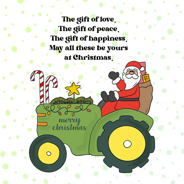 Merry Christmas Santa Riding A Tractor Confetti-exploding Greetings Card