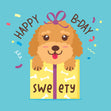Happy Birthday Sweety Cute Labradoodle Confetti-exploding Greetings Card