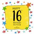 Colorful Stars Happy 16th Birthday Nephew Confetti-exploding Greetings Card