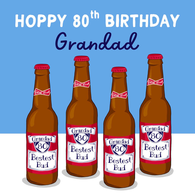 Grandad Bestest Bud 80th Birthday Confetti-exploding Greetings Card