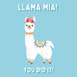 Llama Mia You did it! Confetti-exploding Greetings Card