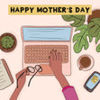 Happy Mother's Day Working Mother Computer Confetti-exploding Greetings Card