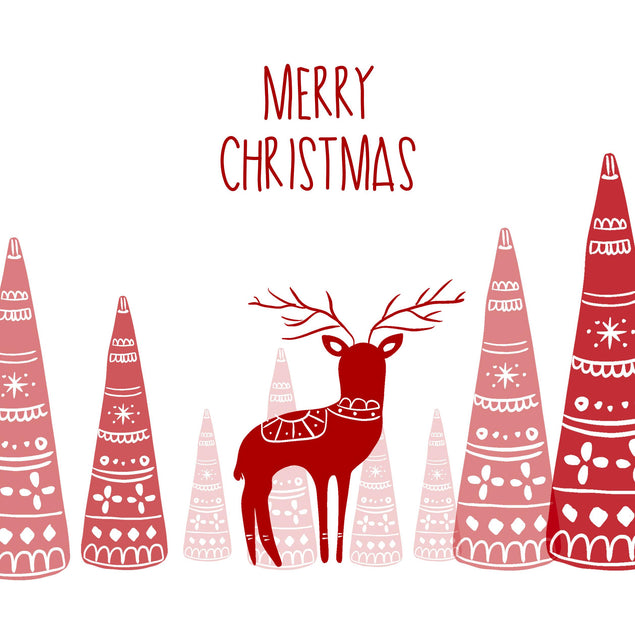 Merry Christmas Nordic Red Stag Confetti-exploding Greetings Card