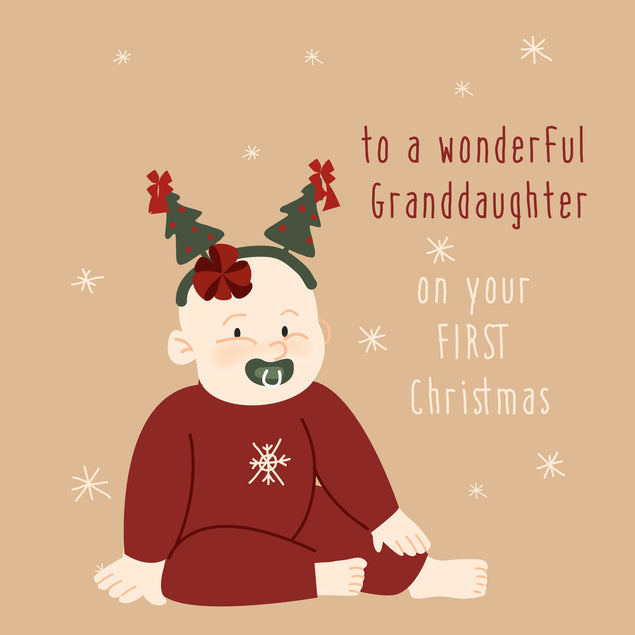 First Christmas To A Wonderful Granddaughter Confetti-exploding Greetings Card
