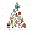 Merry Christmas Amazing Teacher Christmas Tree Made Of School Stationery Confetti-exploding Greetings Card