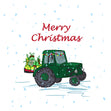 Merry Christmas Tractor Carrying Gifts Confetti-exploding Greetings Card