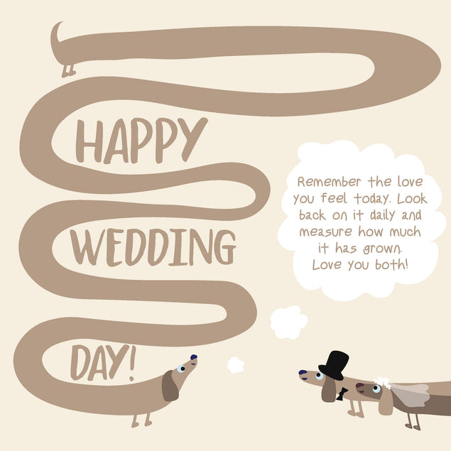 Happy Wedding Day Love You Both Pale Brown Dachshunds Confetti-exploding Greetings Card