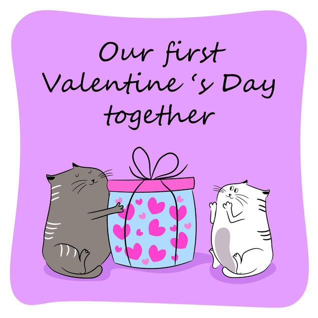 Cute Cats First Valentine's Day Together Confetti-exploding Greetings Card
