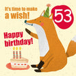 Make a Wish 53rd Birthday Confetti-exploding Greetings Card