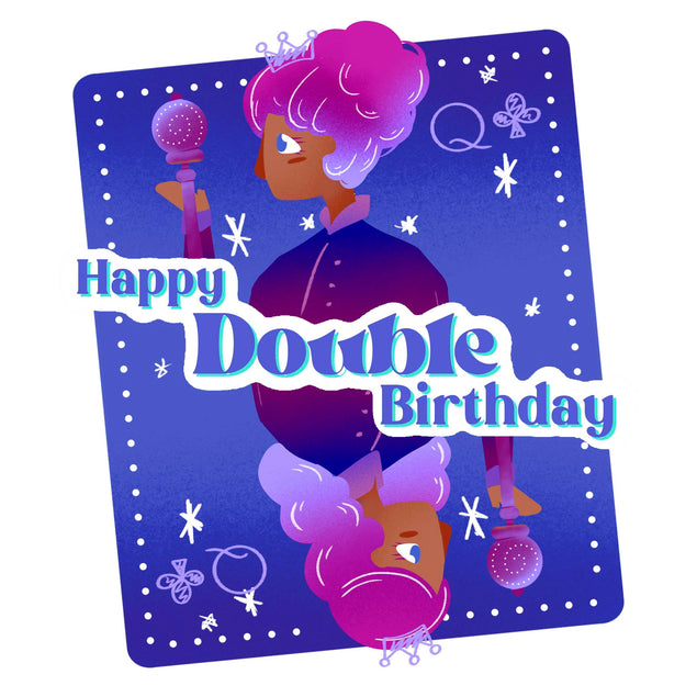 Dark Queens Happy Double Birthday Confetti-exploding Greetings Card