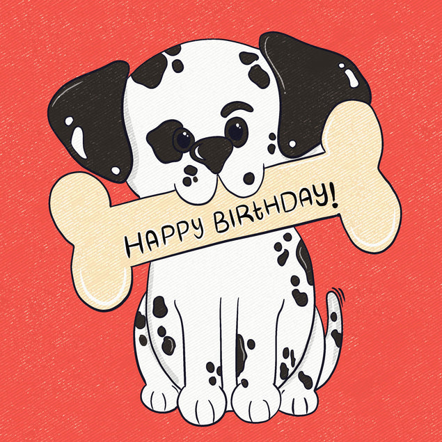 Little Dalmatian Dog Happy Birthday Confetti-exploding Greetings Card