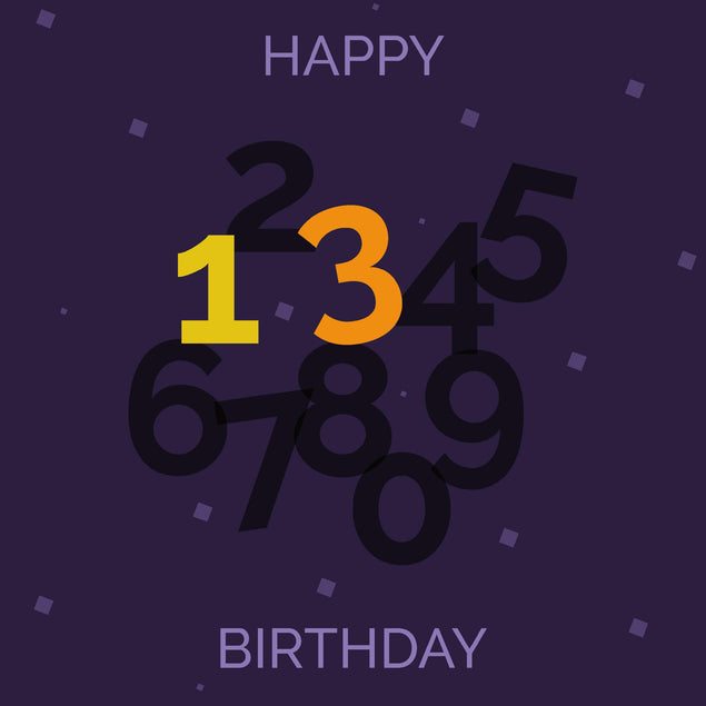 Colorful Numbers Happy 13th Birthday Confetti-exploding Greetings Card