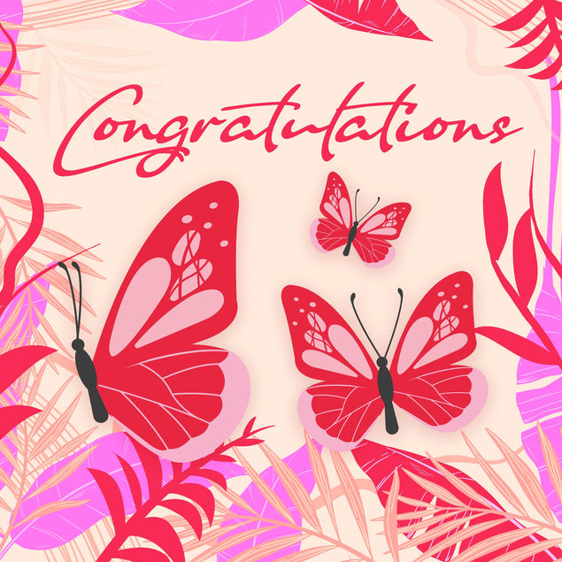 Tropical Pink Butterflies Birthday Confetti-exploding Greetings Card