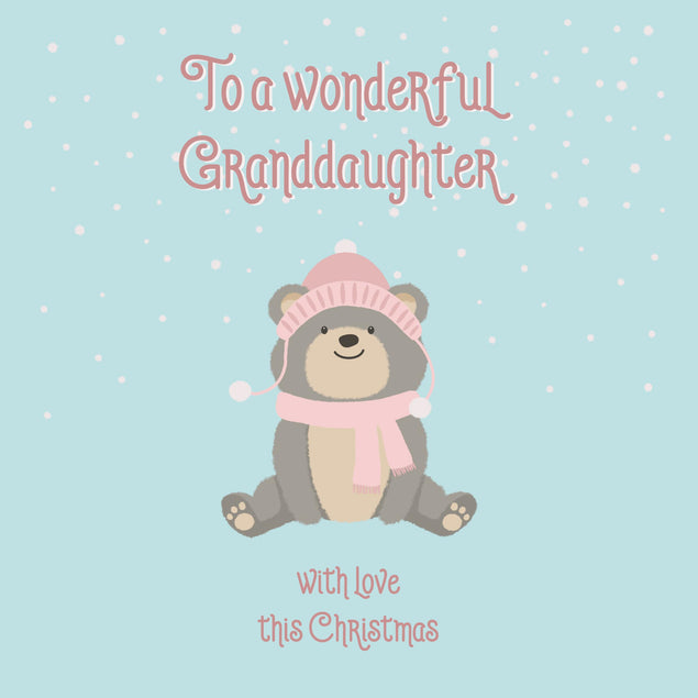 Cute Little Bear Merry Christmas To Granddaughter Confetti-exploding Greetings Card