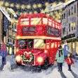 Merry Christmas And Happy New Year Red Bus Confetti-exploding Greetings Card
