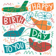 Happy Birthday Colourful Planes Confetti-exploding Greetings Card