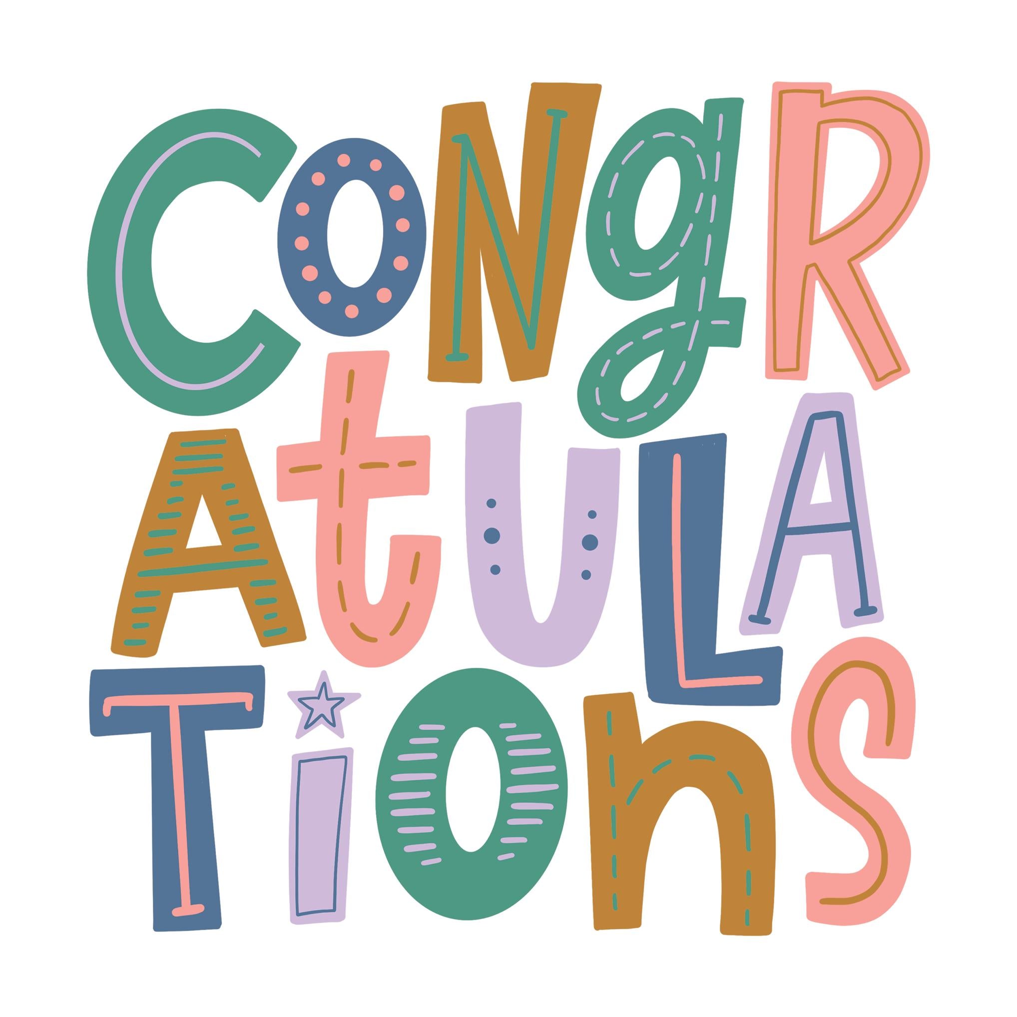 Congratulations Typography Confetti-exploding Greetings Card – Boomf