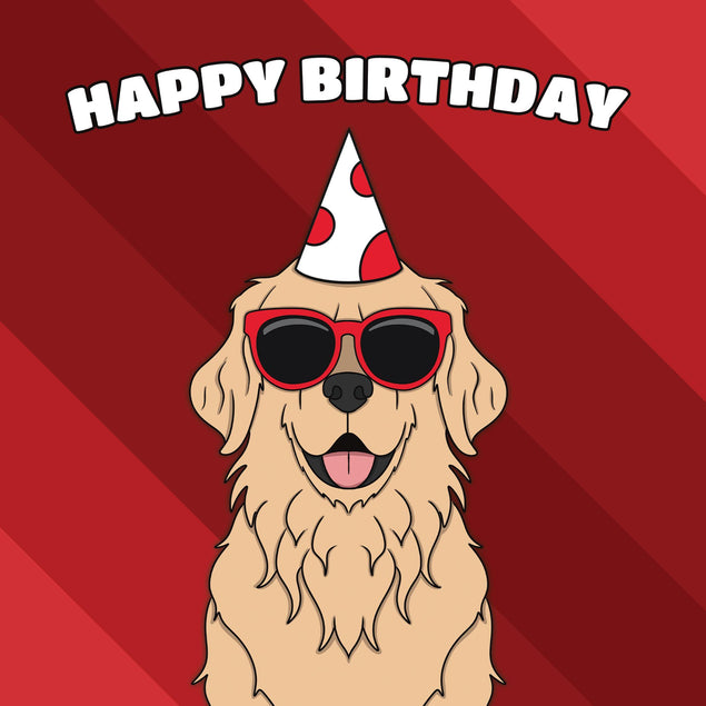 Cool Golden Retriever Dog Birthday Confetti-exploding Greetings Card