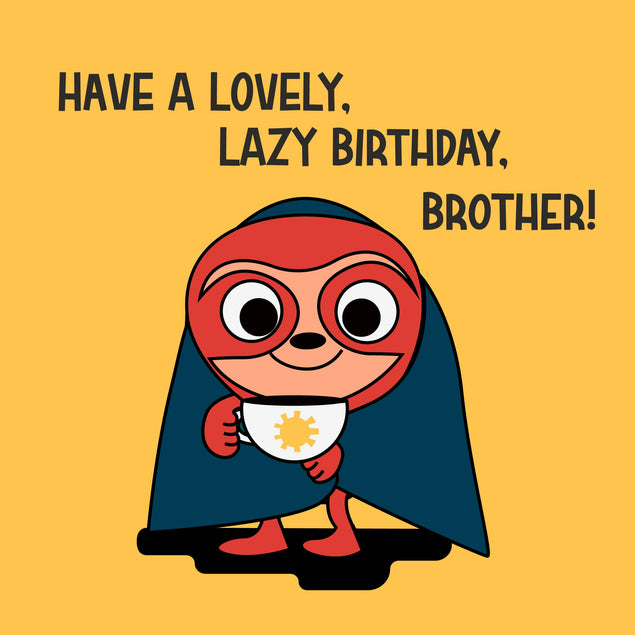Happy Birthday Brother Sloth Superhero Confetti-exploding Greetings Card