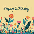 Cute Colorful Flowers Happy Birthday Confetti-exploding Greetings Card