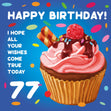 Sweet Cupcake Happy 77th Birthday Confetti-exploding Greetings Card