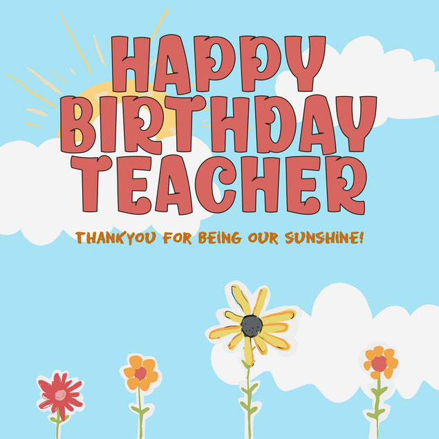 Happy Birthday Teacher Confetti-exploding Greetings Card
