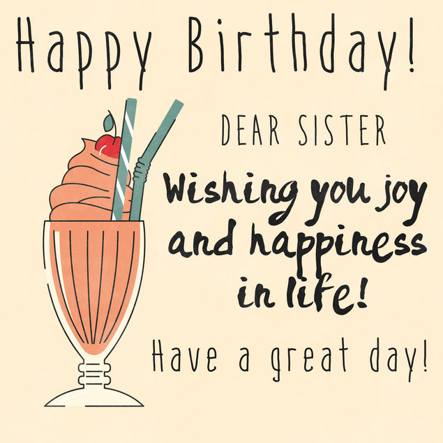 Milkshake Happy Birthday Sister Wishing You Joy And Happiness Confetti-exploding Greetings Card