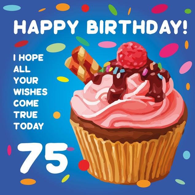 Sweet Cupcake Happy 75th Birthday Confetti-exploding Greetings Card