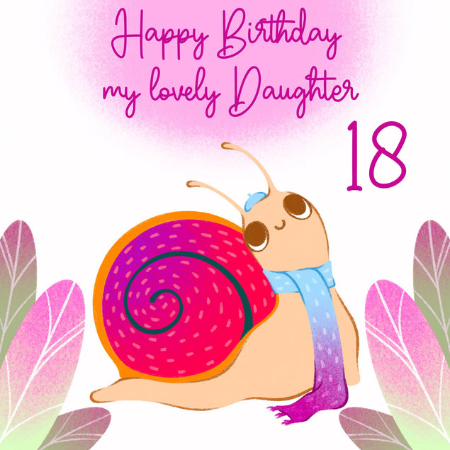 Cute Snail On A Pink Background Happy 18th Birthday To My Lovely Daughter Confetti-exploding Greetings Card