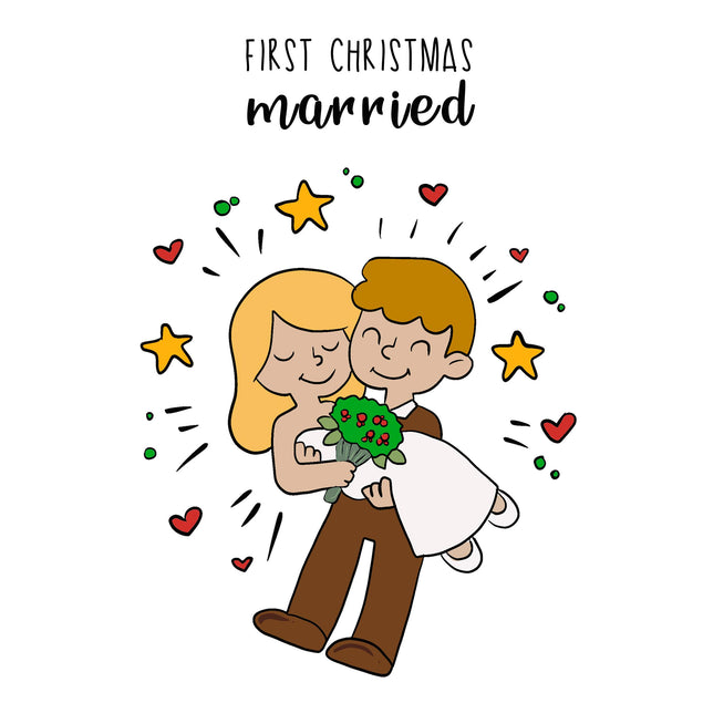 Merry First Christmas Sweet Couple Confetti-exploding Greetings Card
