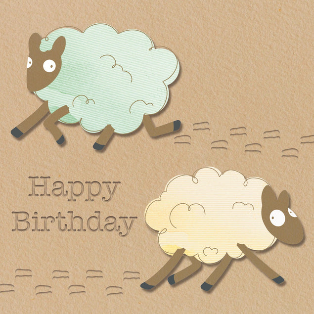 Running Sheep Happy Birthday Confetti-exploding Greetings Card