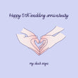 Happy 5th Anniversary Wife Heart Hands Confetti-exploding Greetings Card