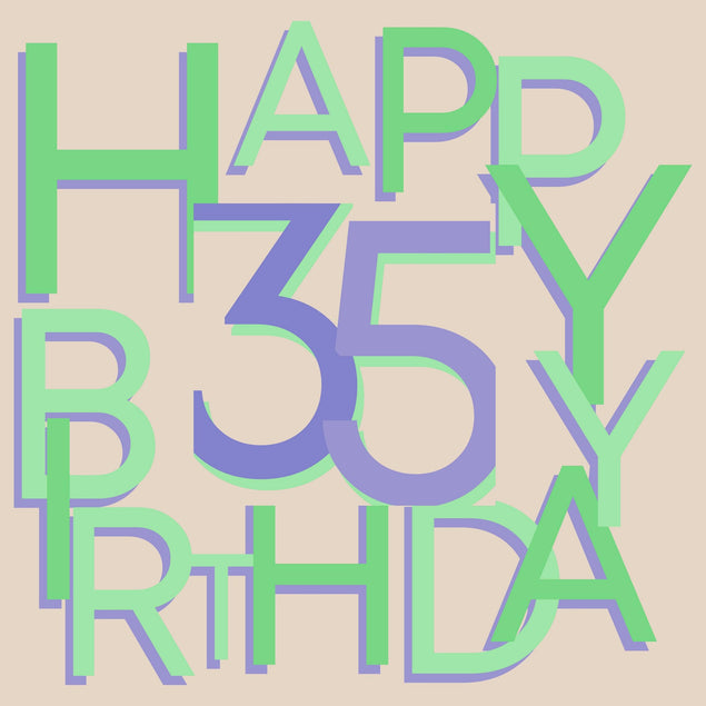 Happy 35th Birthday Funny Green Font Confetti-exploding Greetings Card