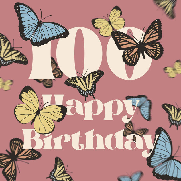 Fluttering Butterflies 100th Birthday Confetti-exploding Greetings Card