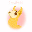 Yellow Llama On The Pink Background Happy Birthday Confetti-exploding Greetings Card
