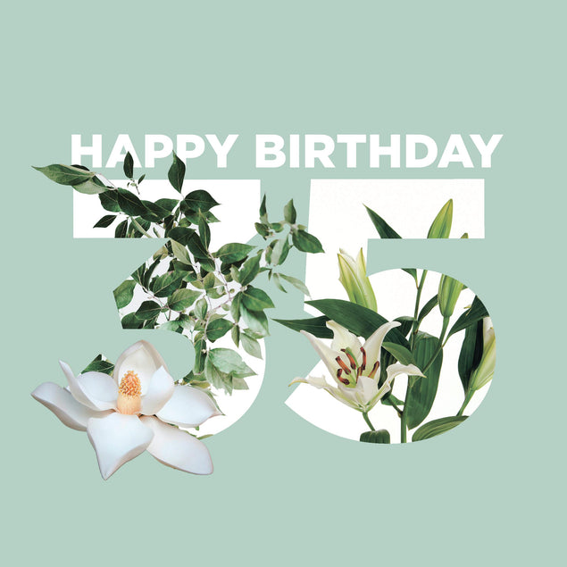 Simple Floral Happy 35th Birthday Confetti-exploding Greetings Card