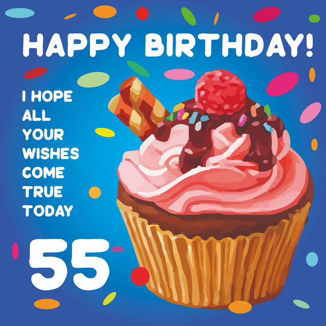 Happy 55th Birthday Cupcake Confetti-exploding Greetings Card
